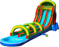 029 New Double Lane Slide 2017 with Slip & Slide and pool 90 feet long 029 New Double Lane Slide 2017 with Slip & Slide and pool 90 feet long